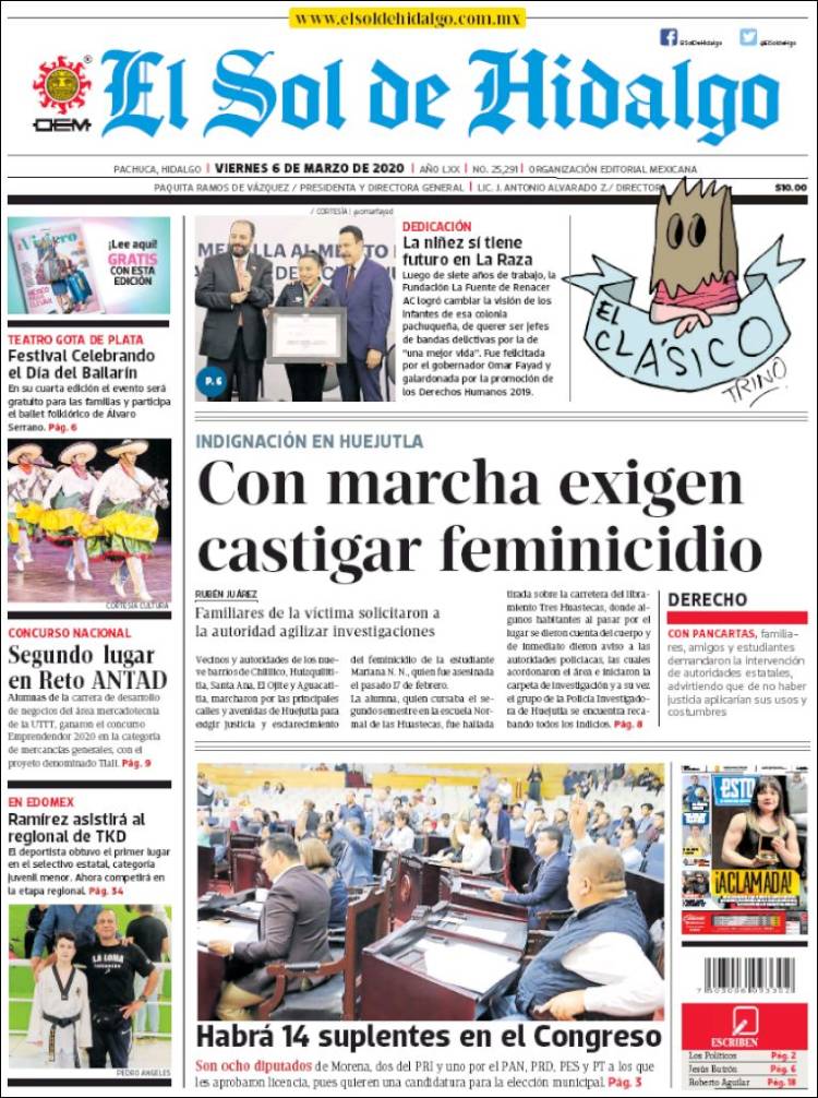 Portada de El Sol de Hidalgo (México)