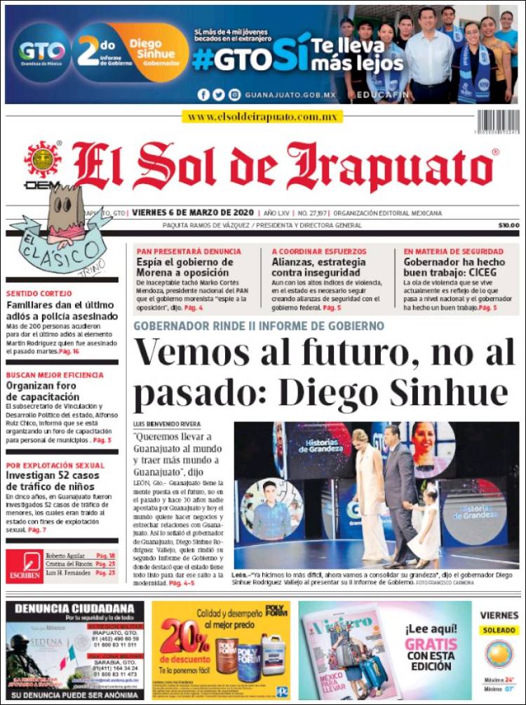 Portada de El Sol de Irapuato (México)