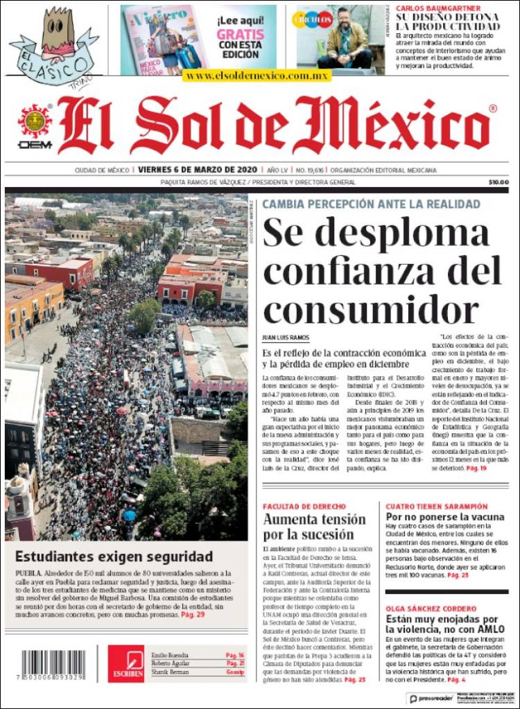 Portada de El Sol de México (México)