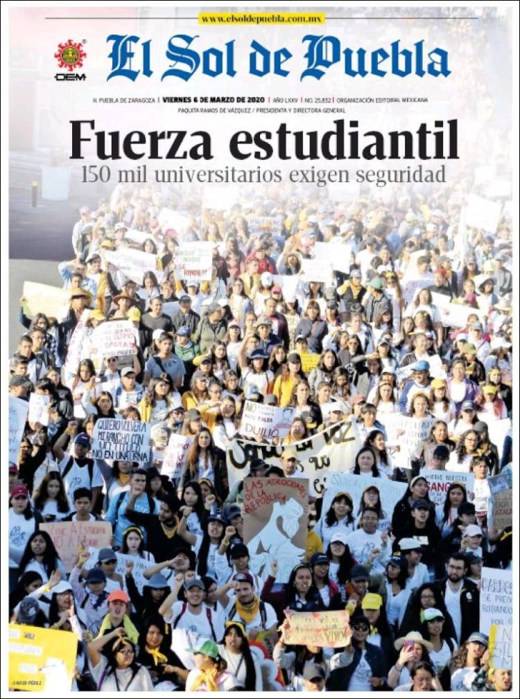Portada de El Sol de Puebla (México)
