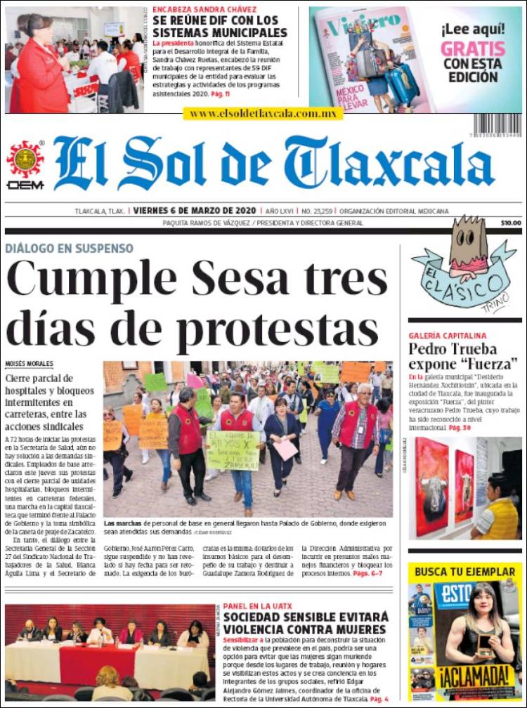 Portada de El Sol de Tlaxcala (México)