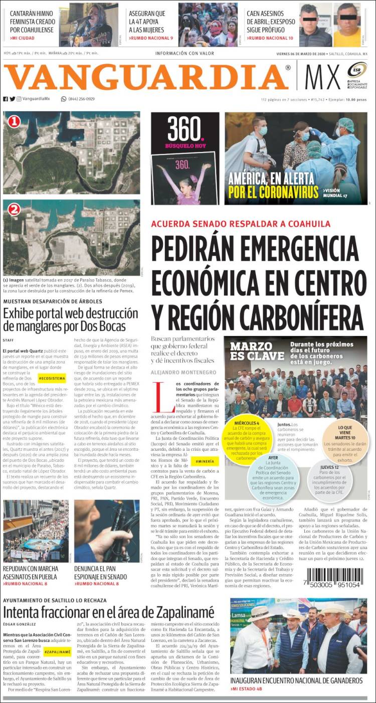 Portada de Vanguardia (México)