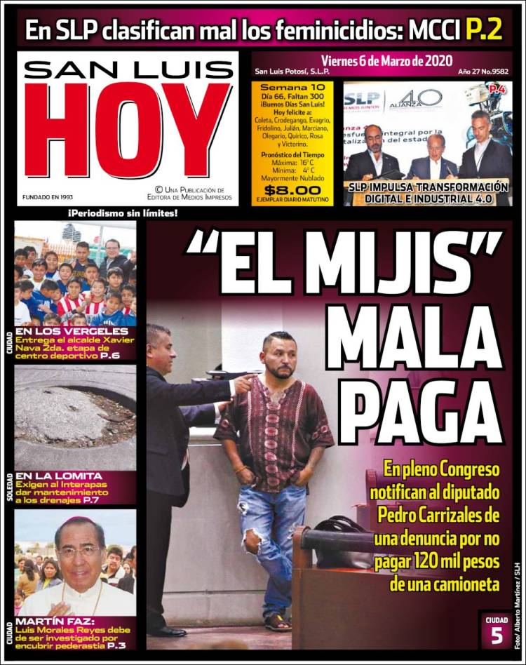 Portada de San Luis Hoy (México)