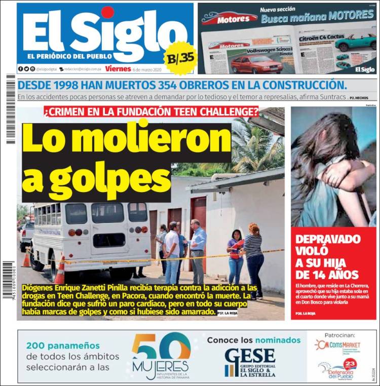 Portada de El Siglo (Panam&aacute;)