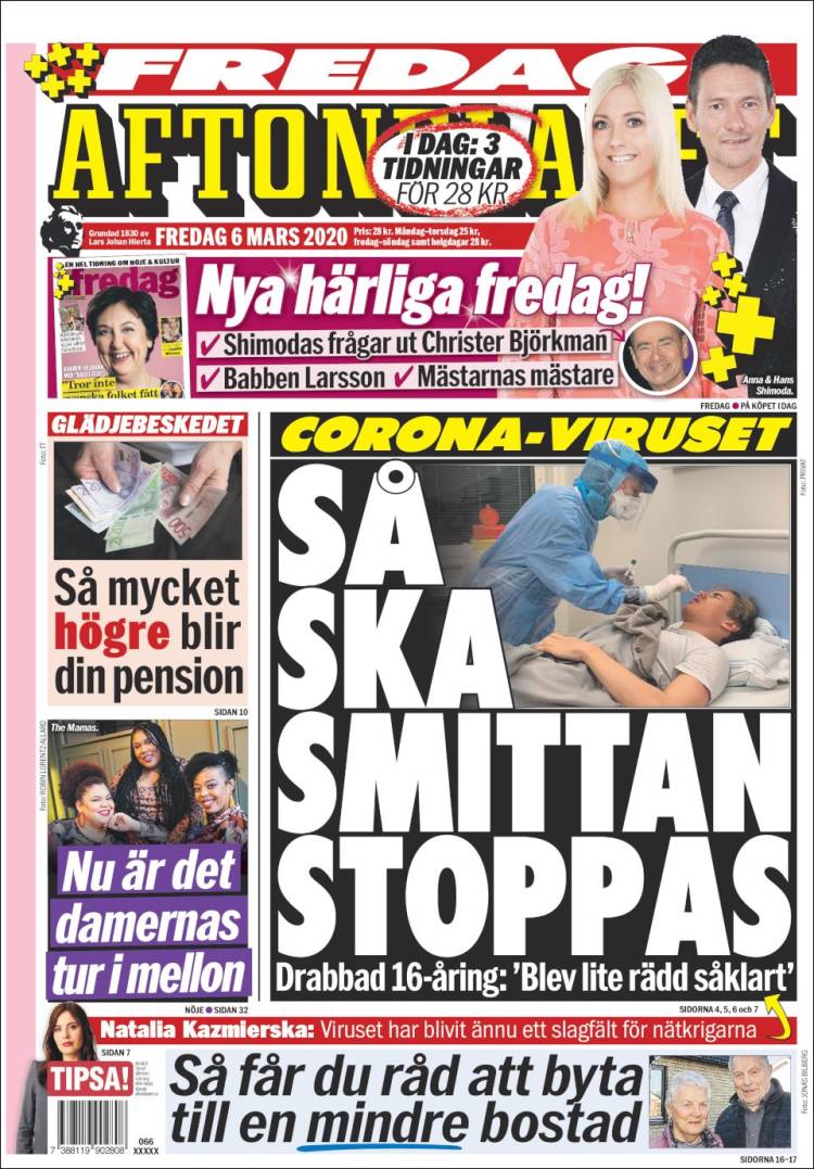 Portada de Aftonbladet (Suecia)
