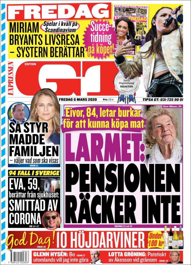 Portada de Göteborgstidningen (Suecia)