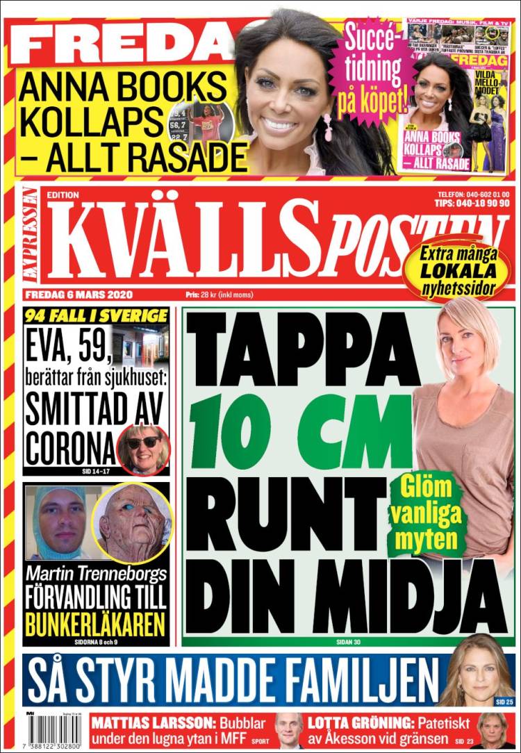 Portada de Kvällsposten (Suecia)
