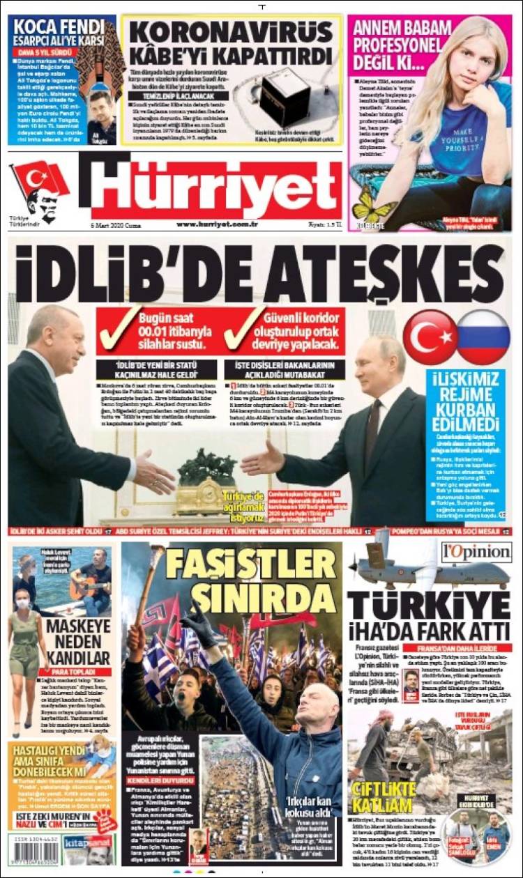 Portada de Hürriyet (Turqu&iacute;a)