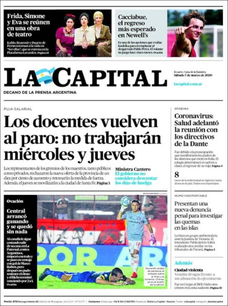 Portada de La Capital - Rosario (Argentina)