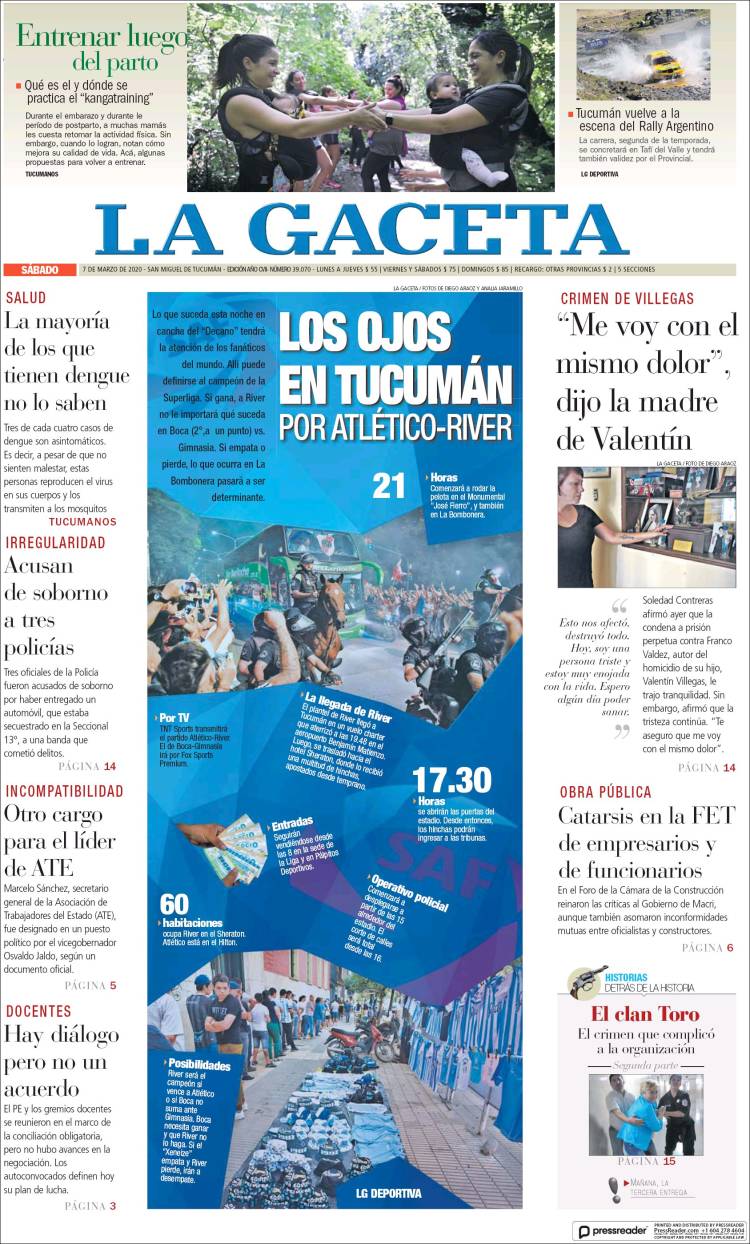 Portada de La Gaceta (Argentina)