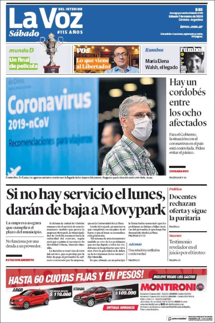 Portada de La Voz del Interior (Argentina)