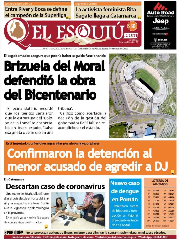 Portada de El Esquiu (Argentina)