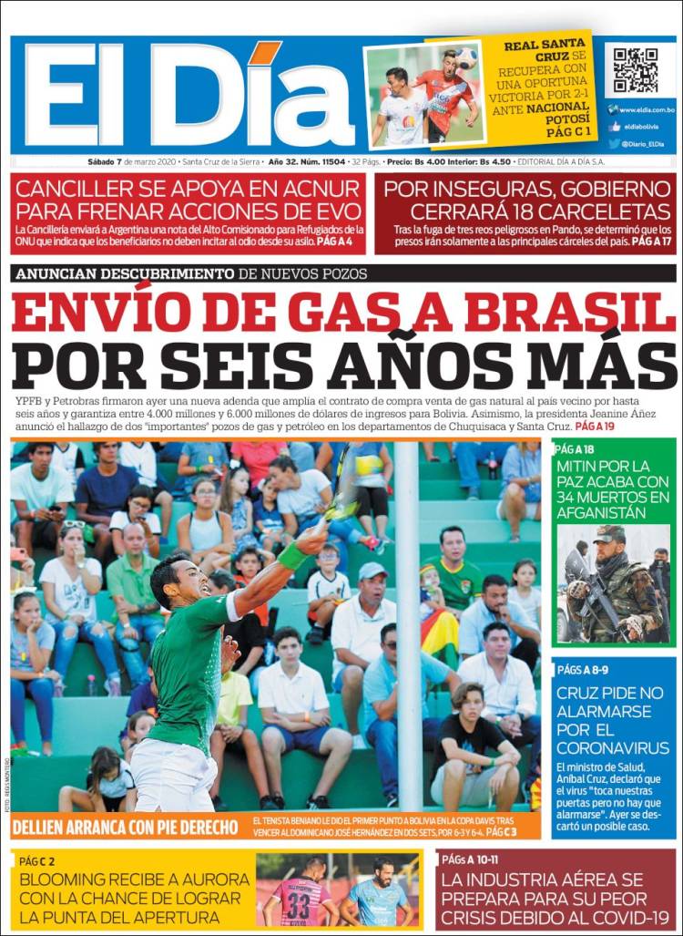 Portada de El Día (Bolivia)