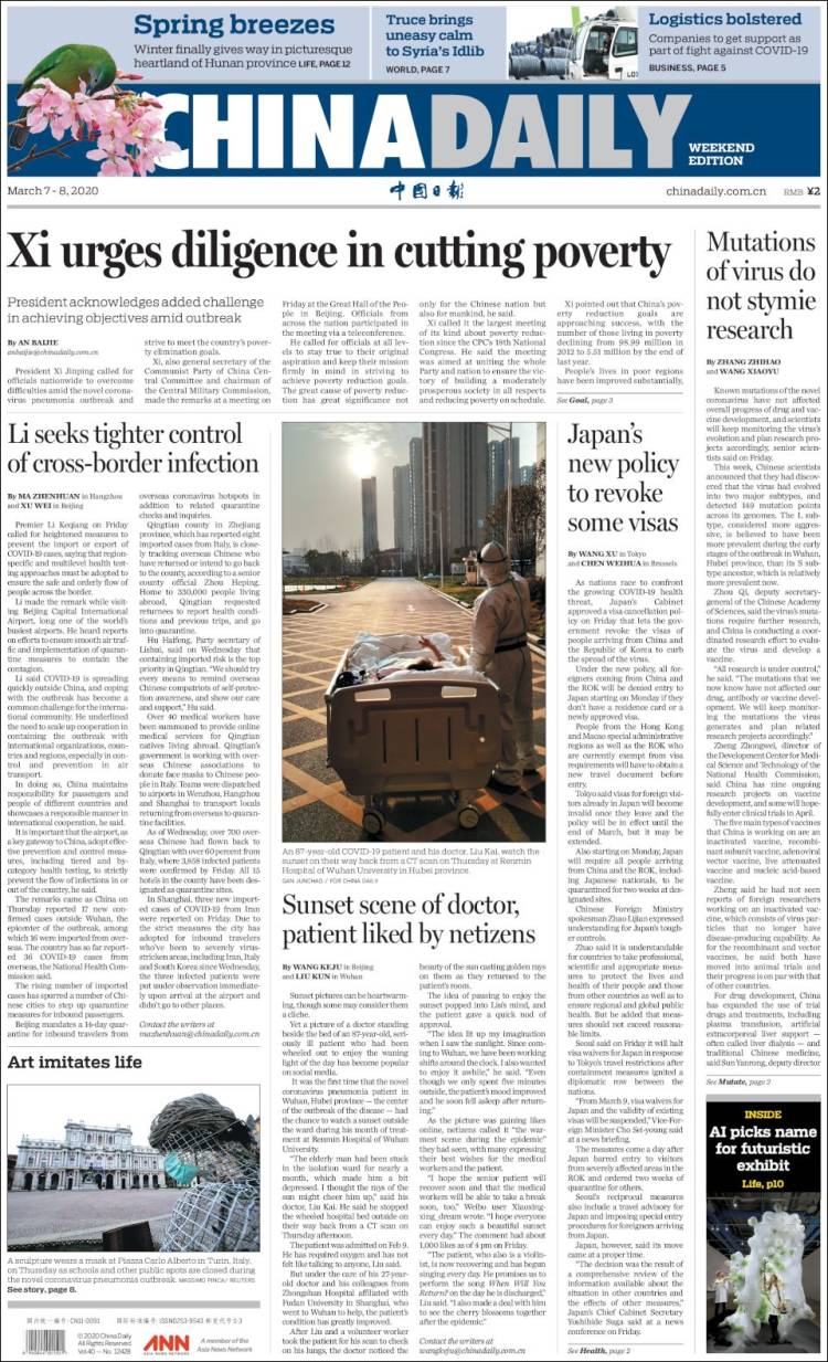 Portada de China Daily (China)