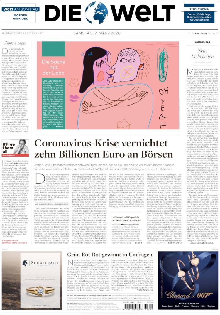Portada de Die Welt (Alemania)