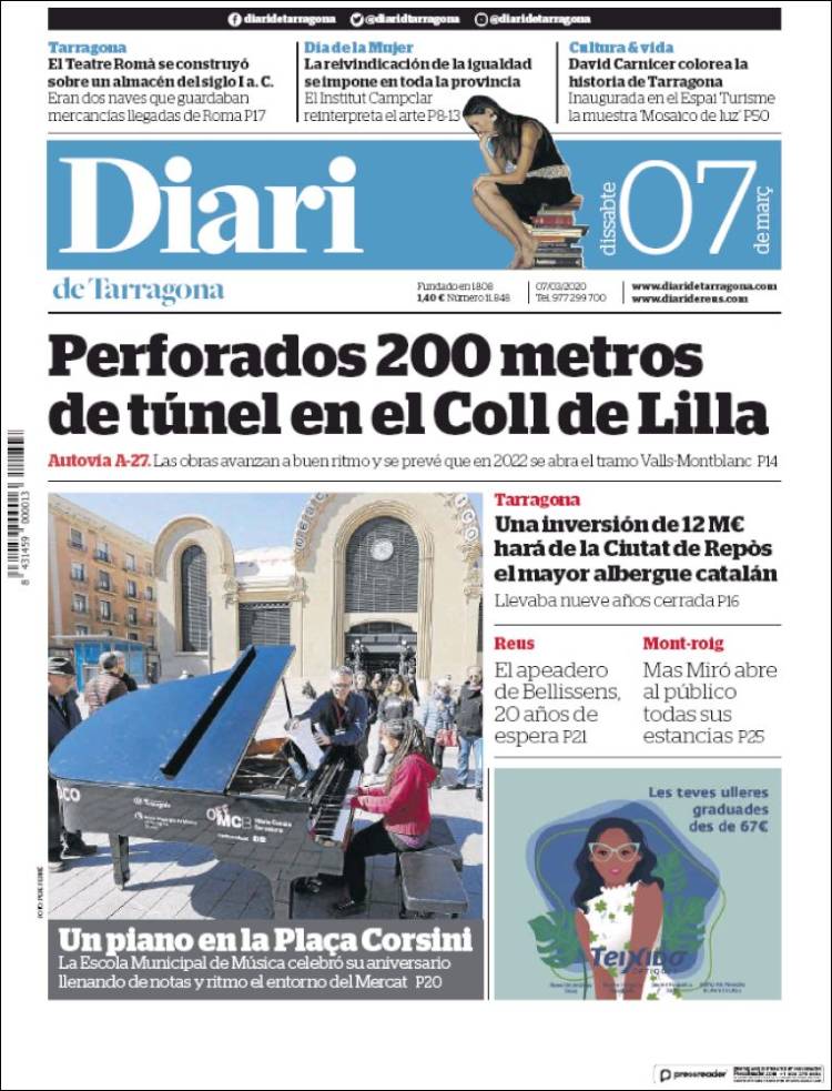 Portada de Diari de Tarragona (España)