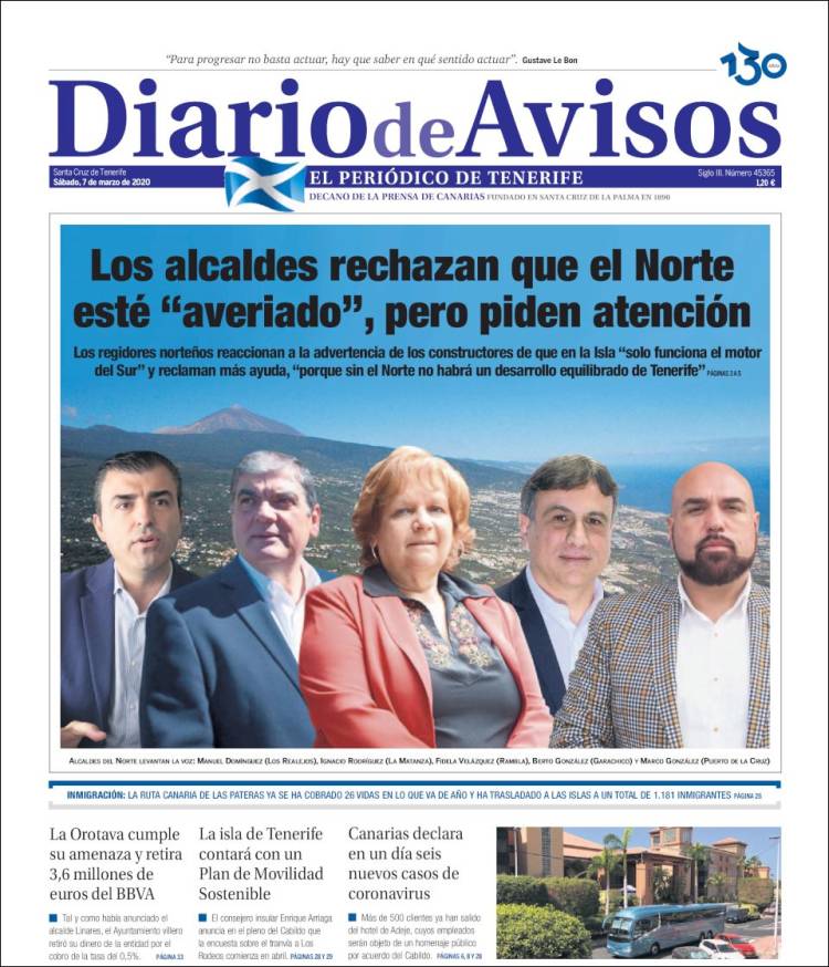 Portada de Diarios de Avisos (España)