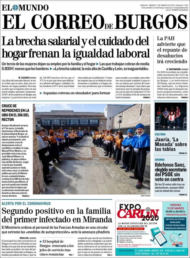 Portada de El Correo de Burgos (España)