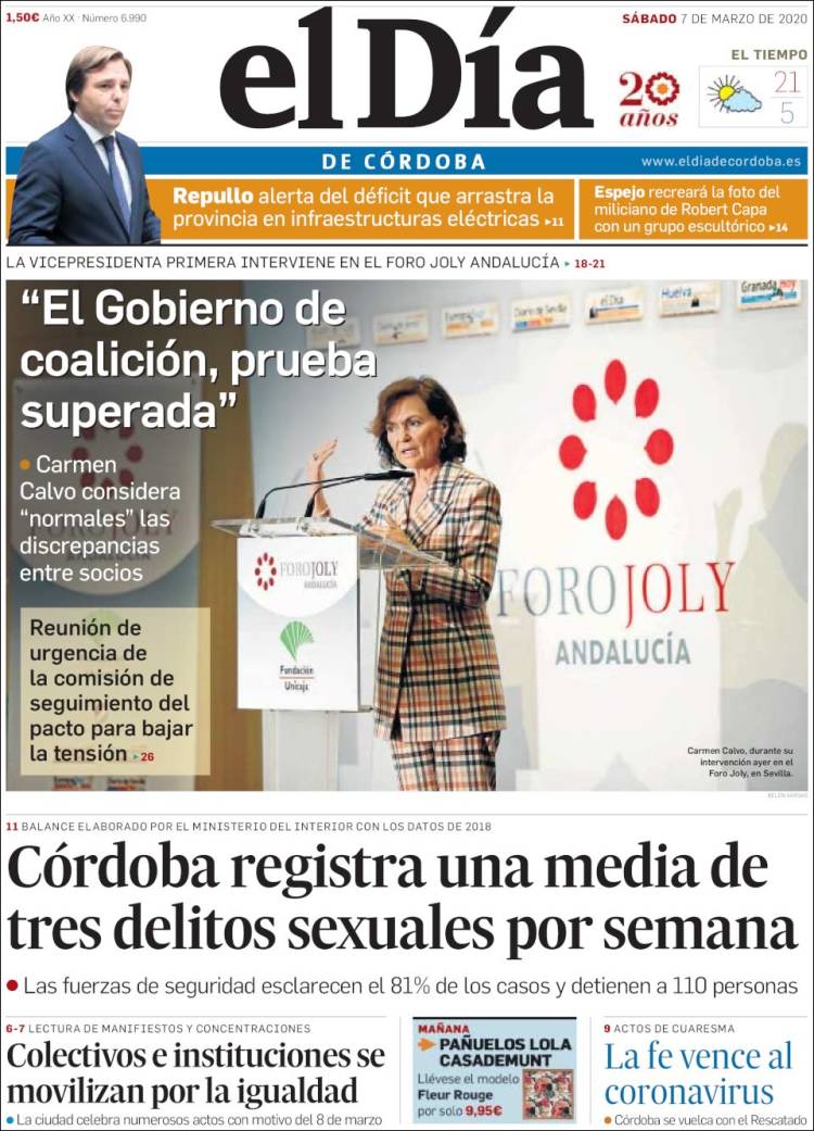 Portada de El Día de Córdoba (España)