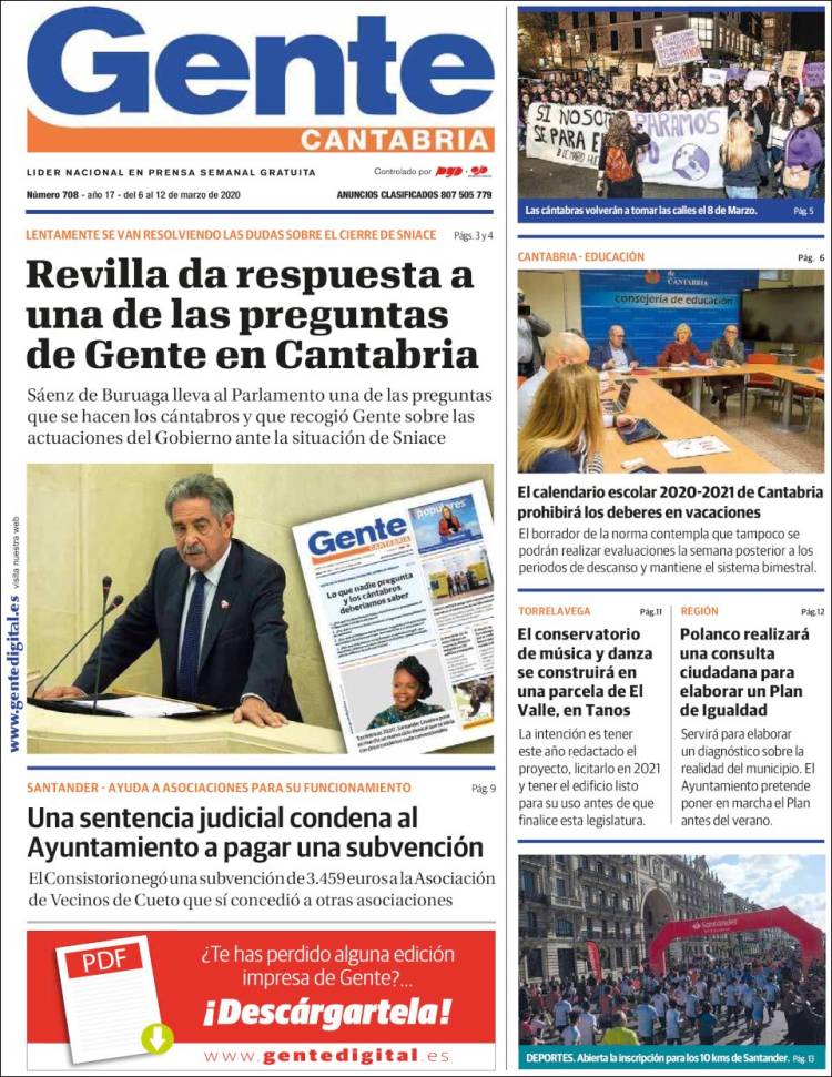 Portada de Gente en Santander (España)