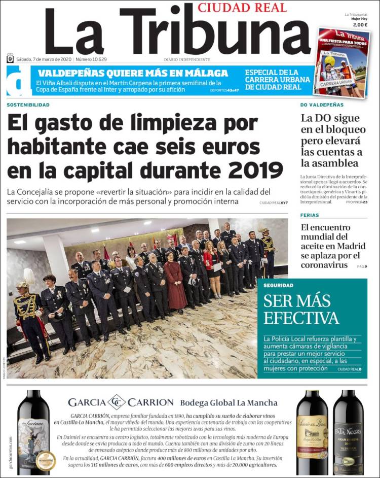 Portada de La Tribuna de Ciudad Real (España)