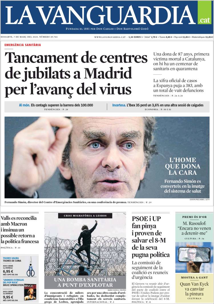 Portada de La Vanguardia (España)