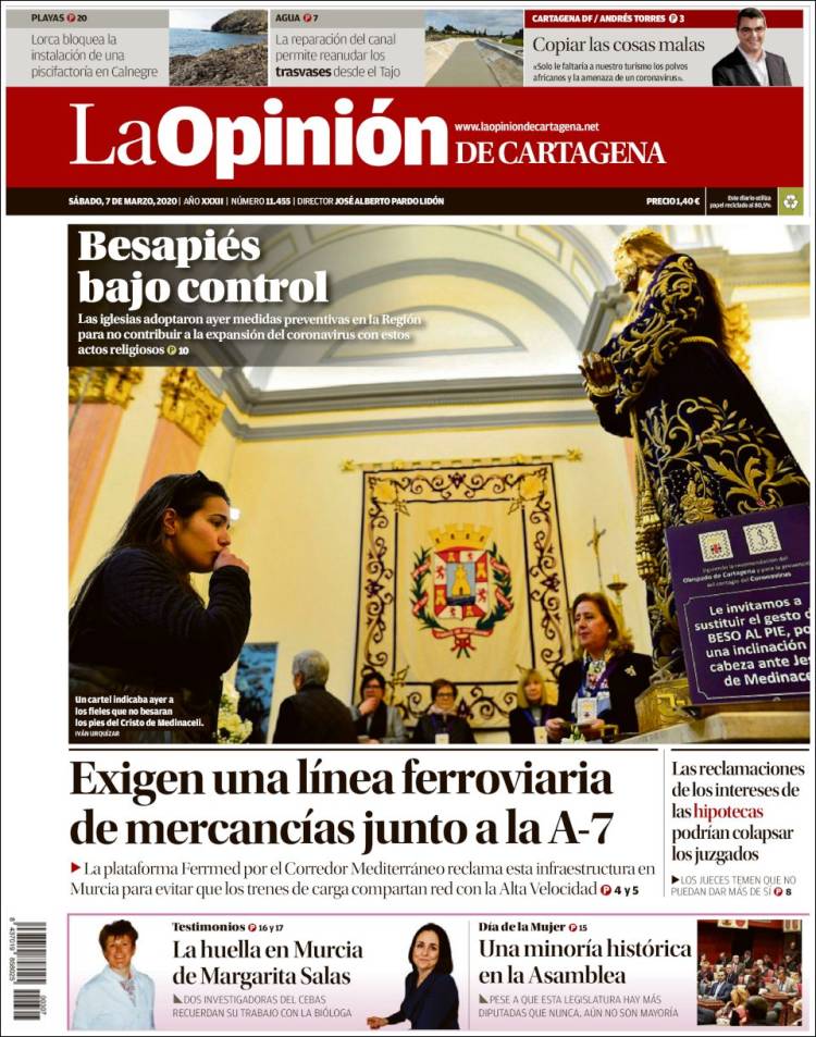 Portada de La Opinión de Murcia (España)