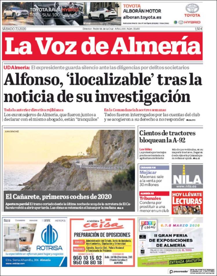 Portada de La Voz de Almería (España)