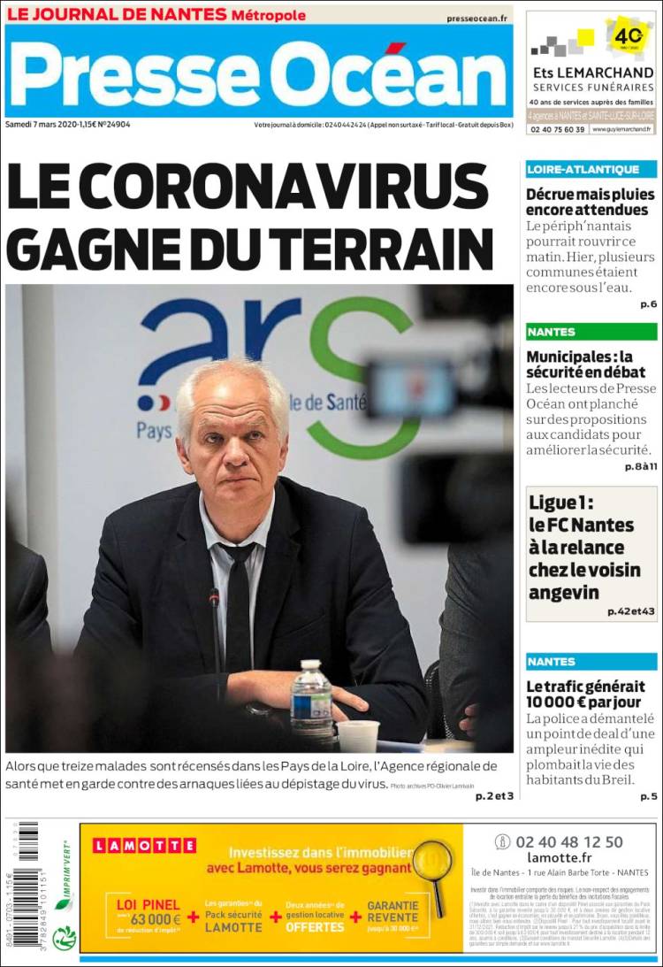Portada de Presse Ocean (Francia)