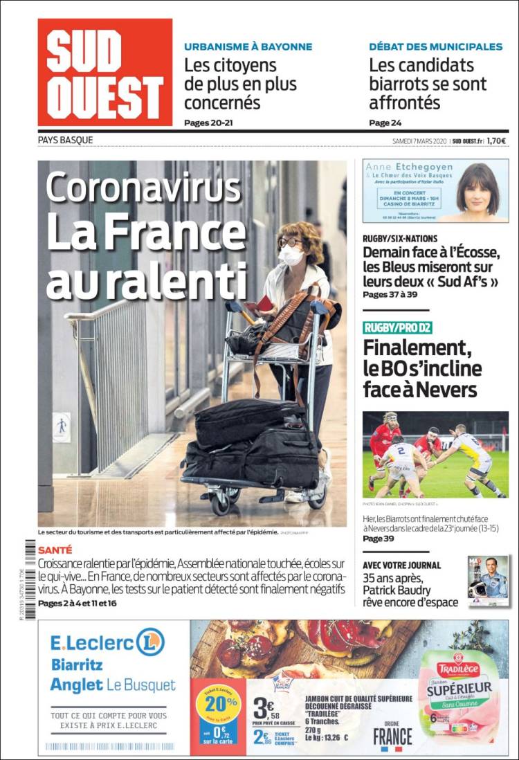 Portada de Sud Ouest (Francia)