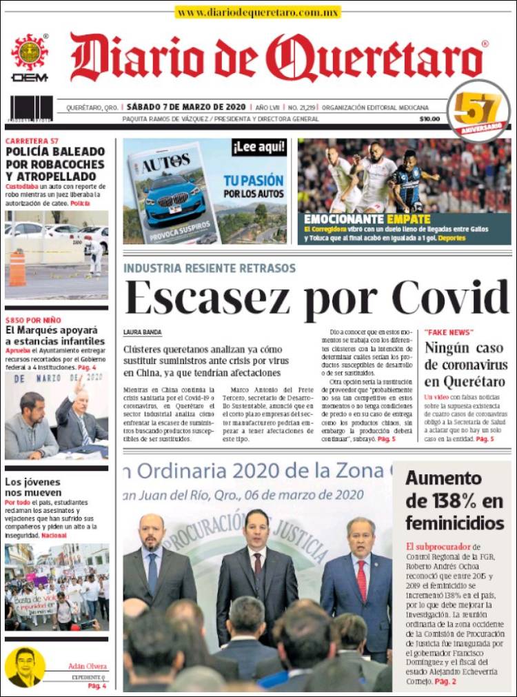 Portada de Diario de Querétaro (M&eacute;xico)
