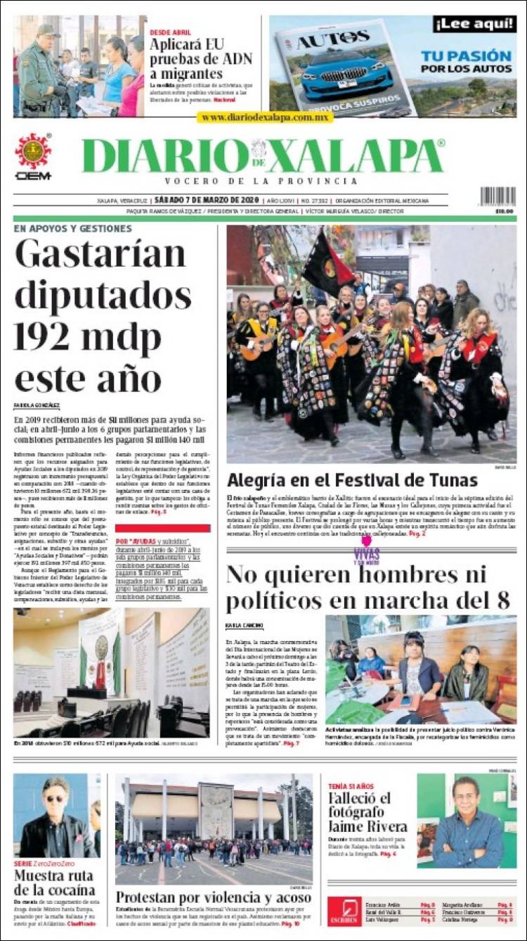 Portada de Diario de Xalapa (M&eacute;xico)