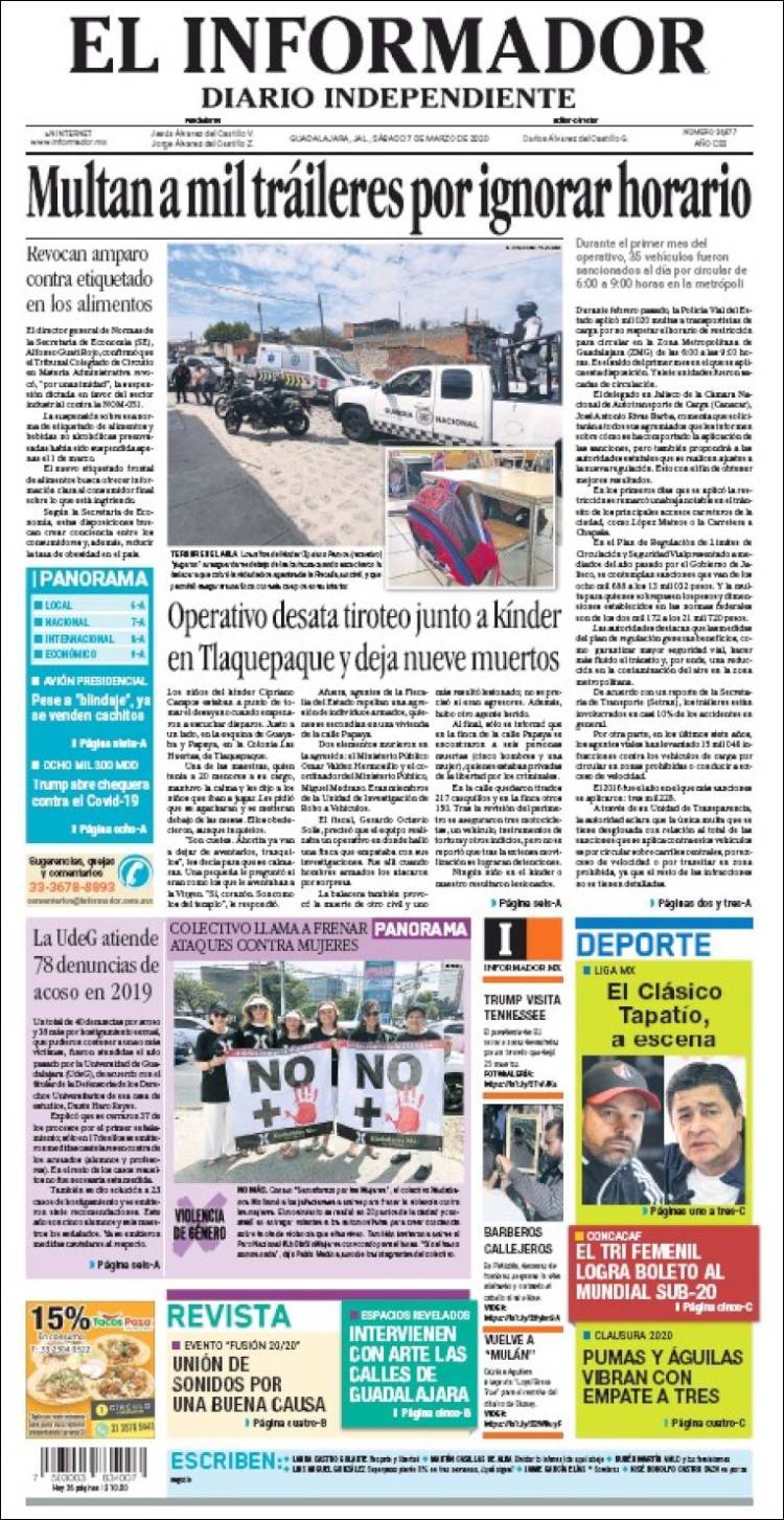 Portada de El Informador (M&eacute;xico)