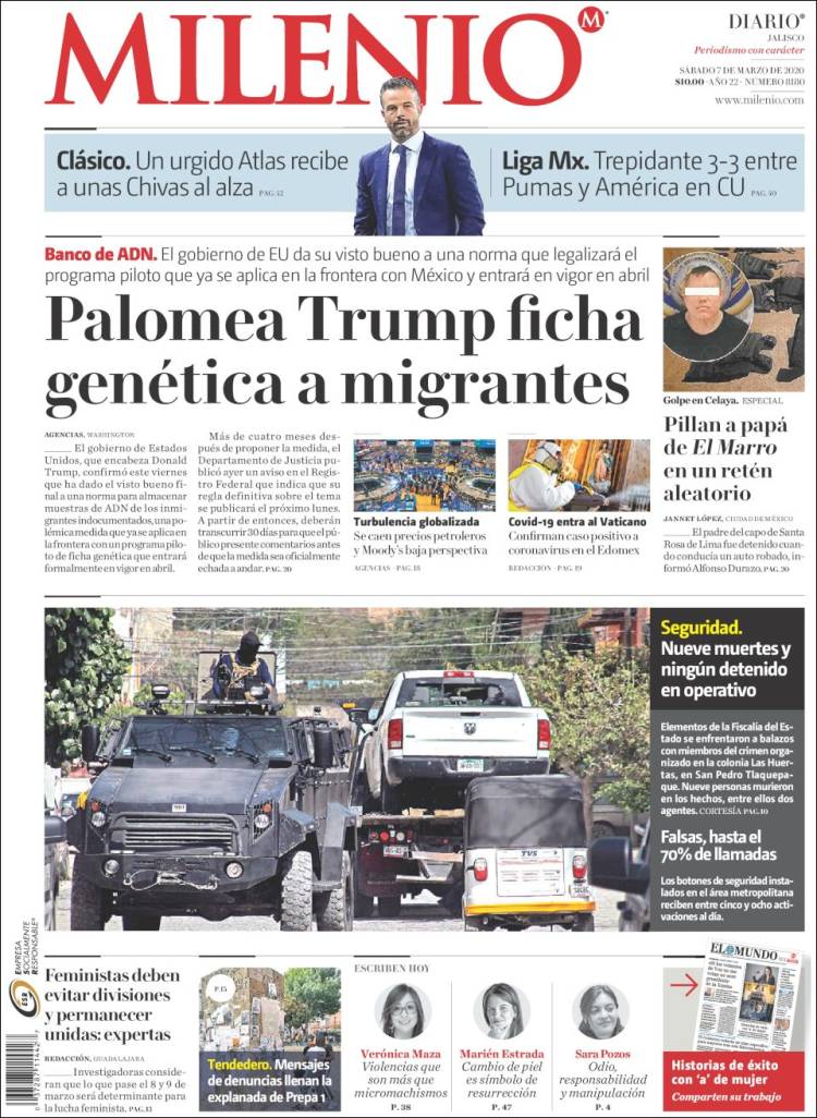 Portada de Milenio - Jalisco (M&eacute;xico)