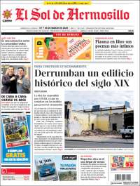 Portada de El Sol de Hermosillo (M&eacute;xico)