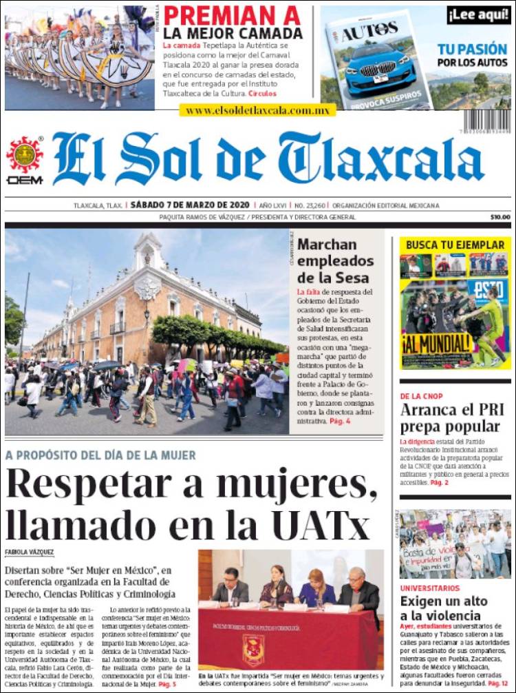 Portada de El Sol de Tlaxcala (M&eacute;xico)