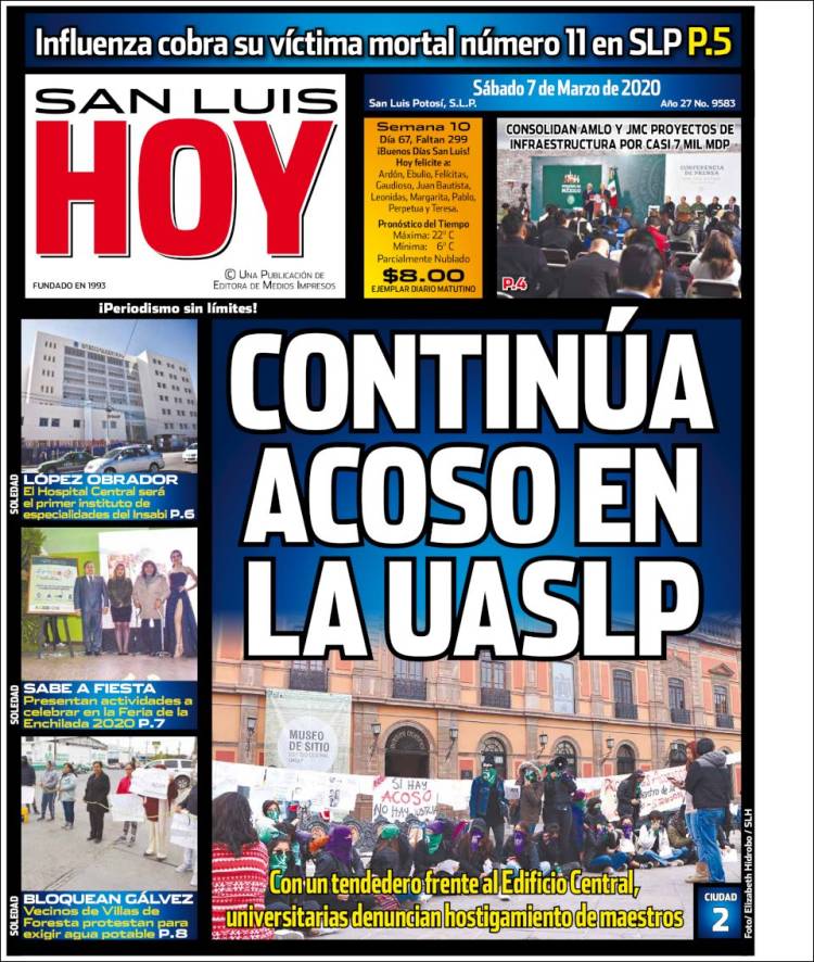 Portada de San Luis Hoy (M&eacute;xico)