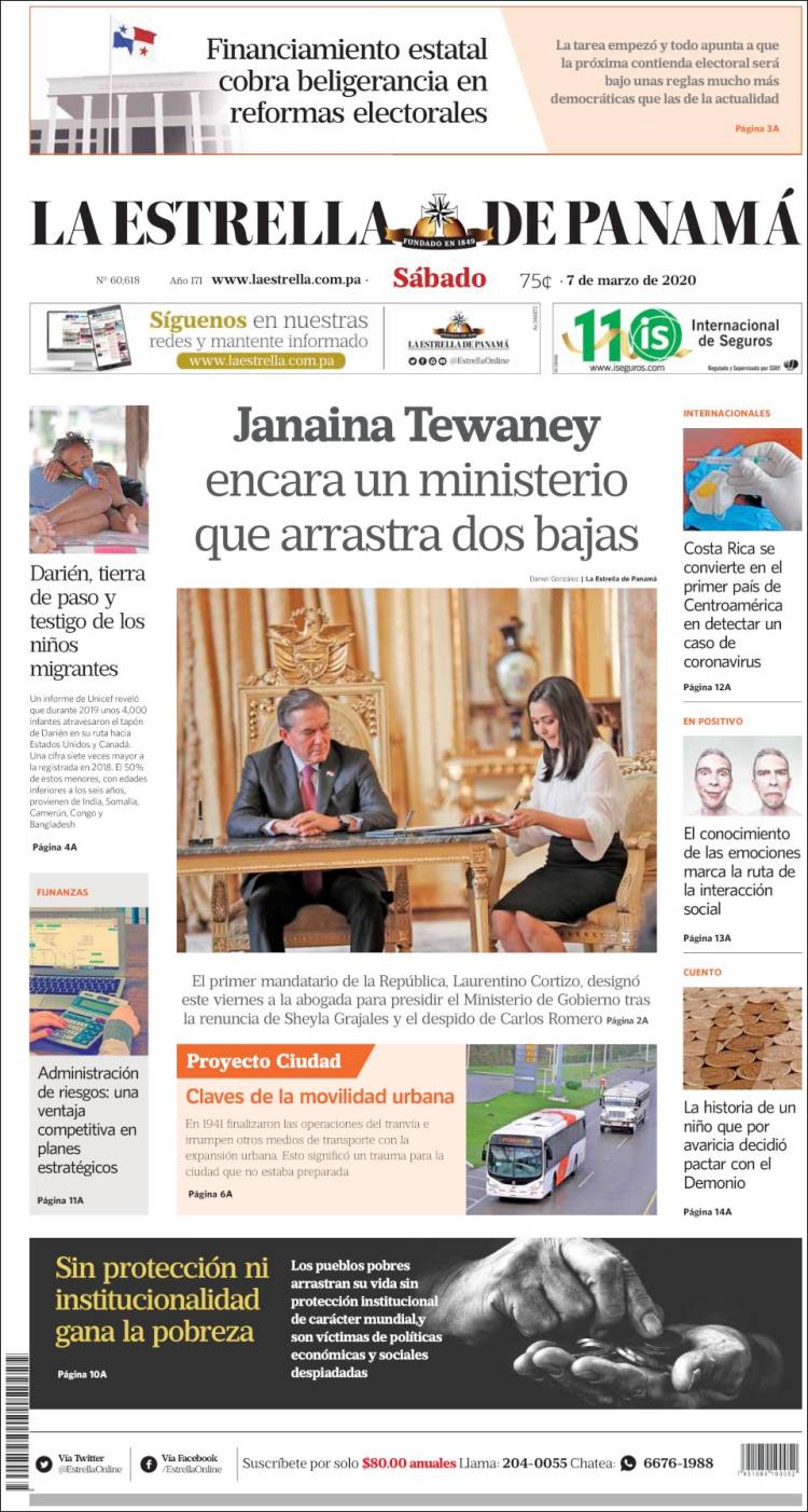Portada de La Estrella de Panamá (Panam&aacute;)