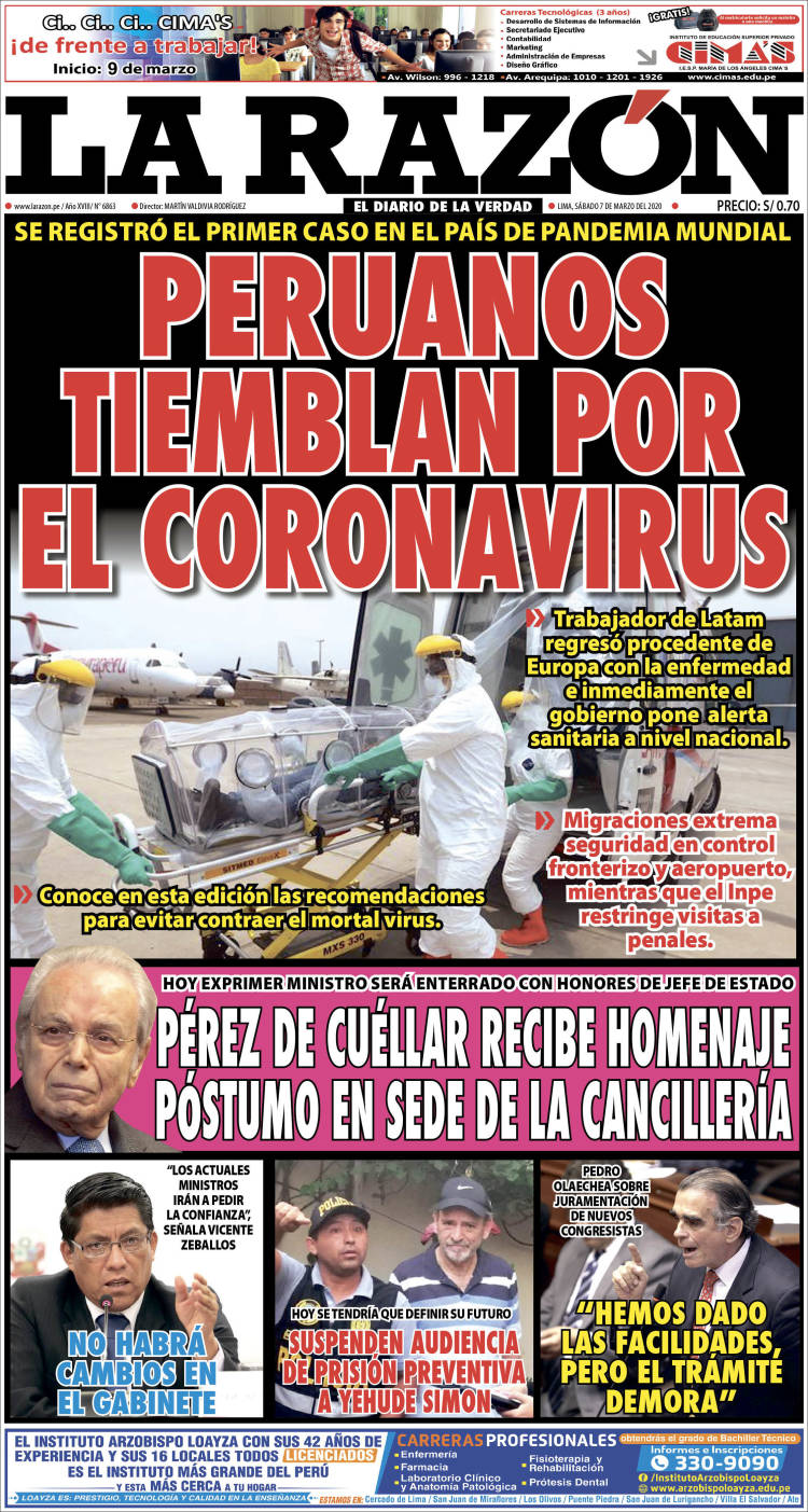 Portada de La Razón (Peru)