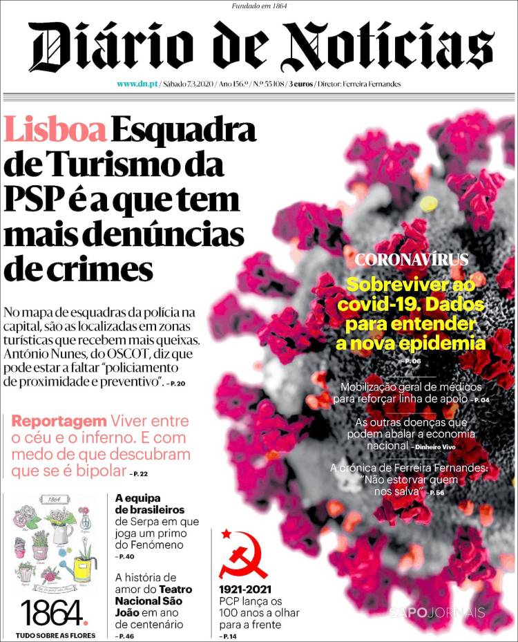 Portada de Diário de Noticias (Portugal)