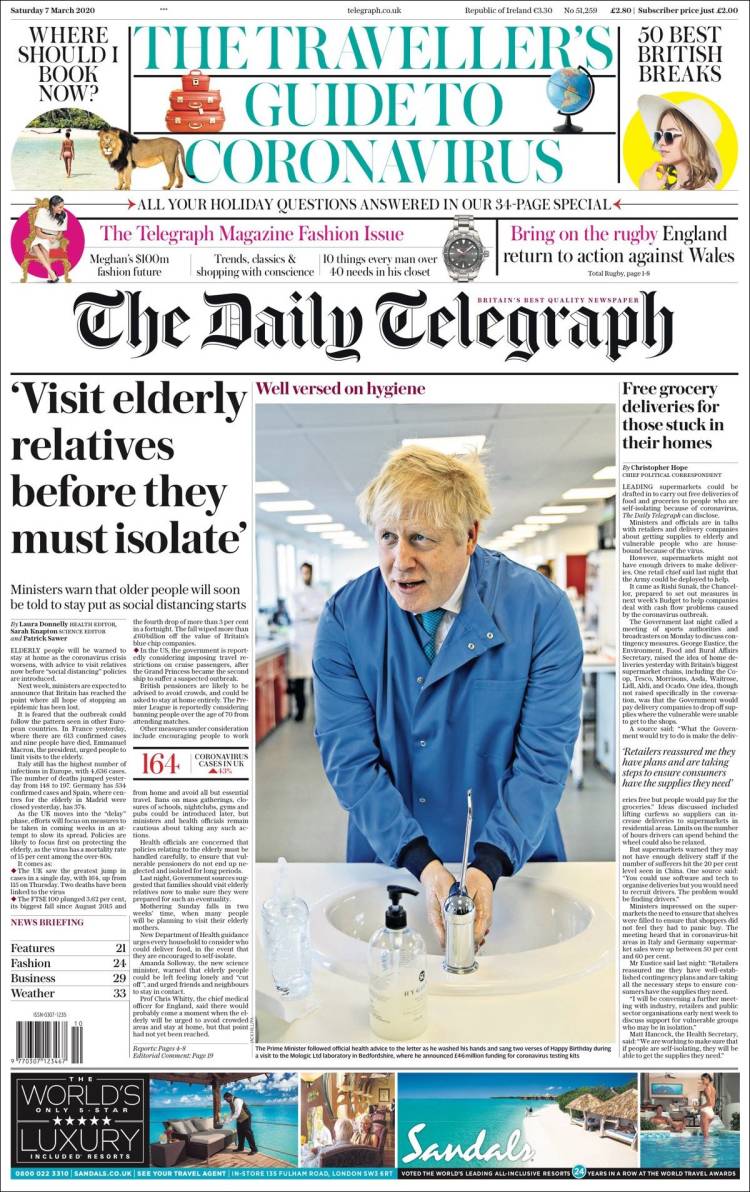 Portada de Daily Telegraph (Reino Unido)