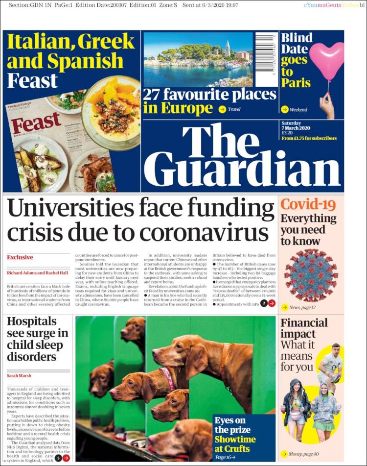 Portada de The Guardian (Reino Unido)