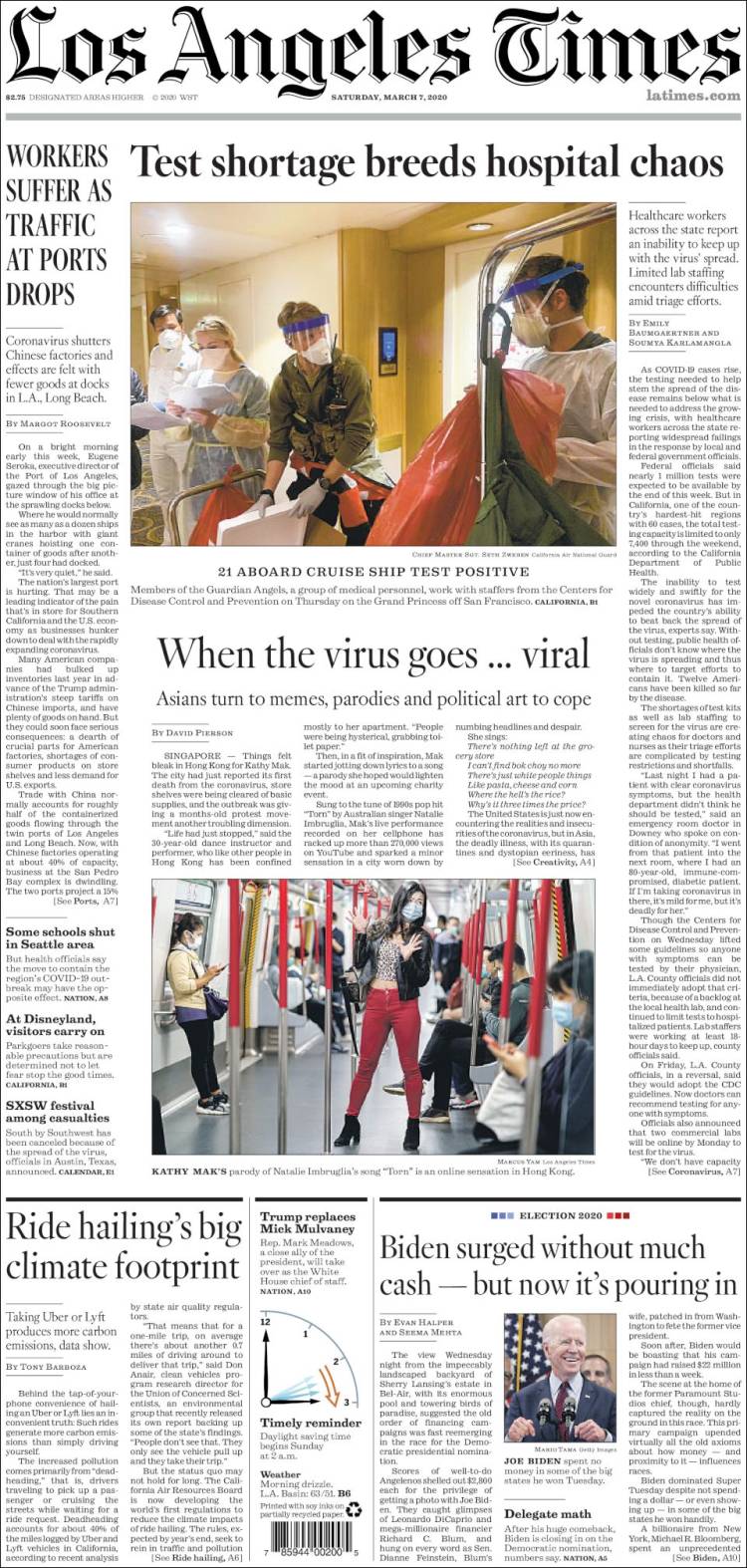 Portada de Los Angeles Times (USA)