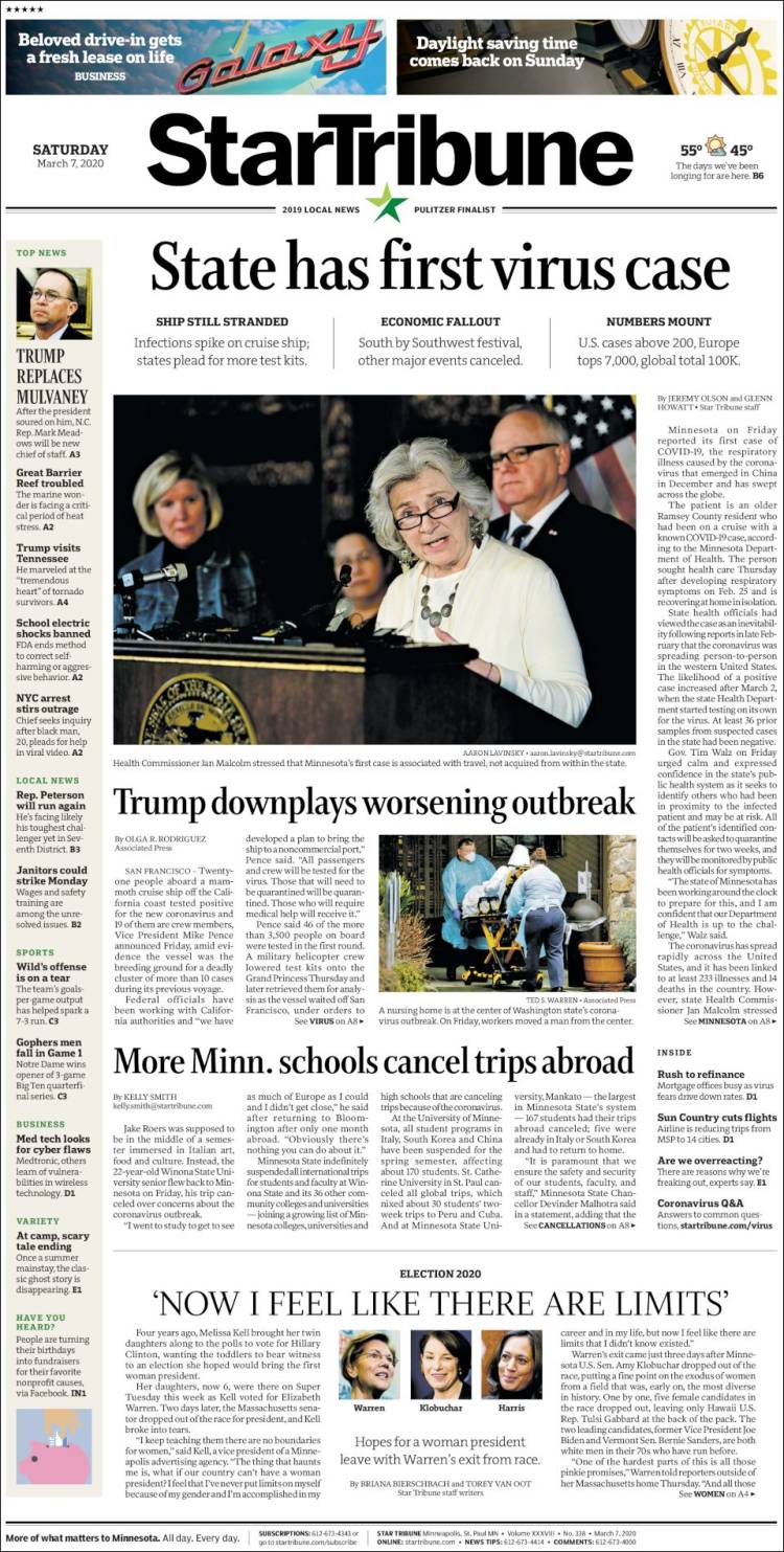 Portada de Star Tribune (USA)