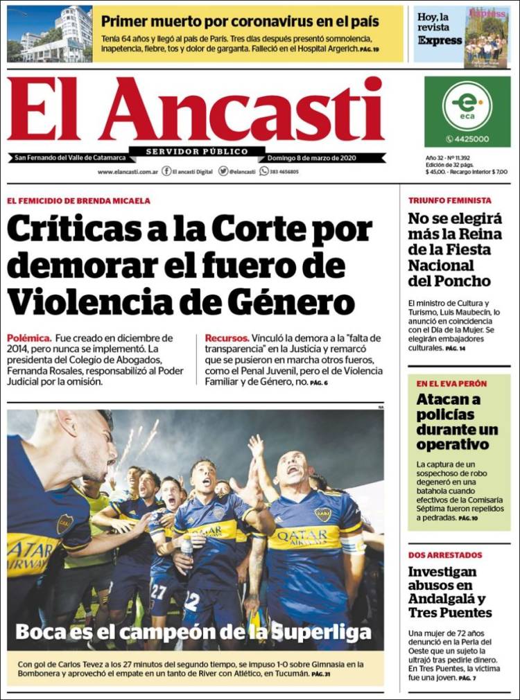 Portada de El Ancasti (Argentina)