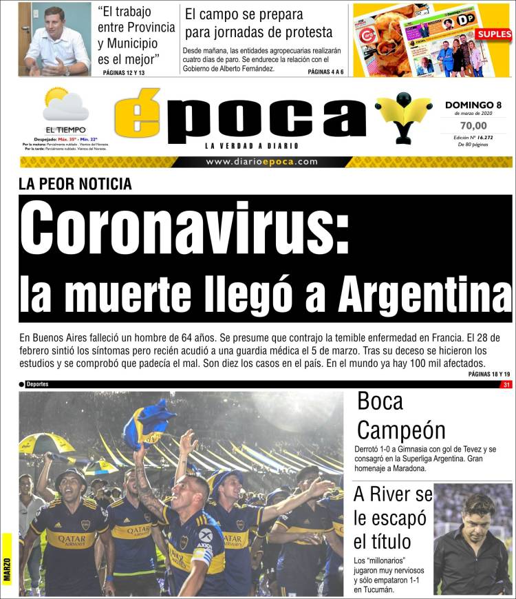 Portada de Diario Época (Argentina)