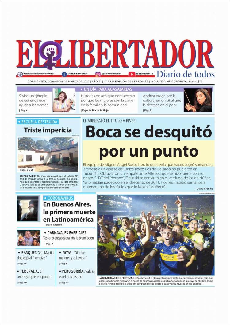 Portada de Diario El Libertador (Argentina)