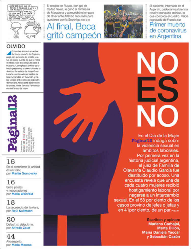 Portada de Página/12 (Argentina)