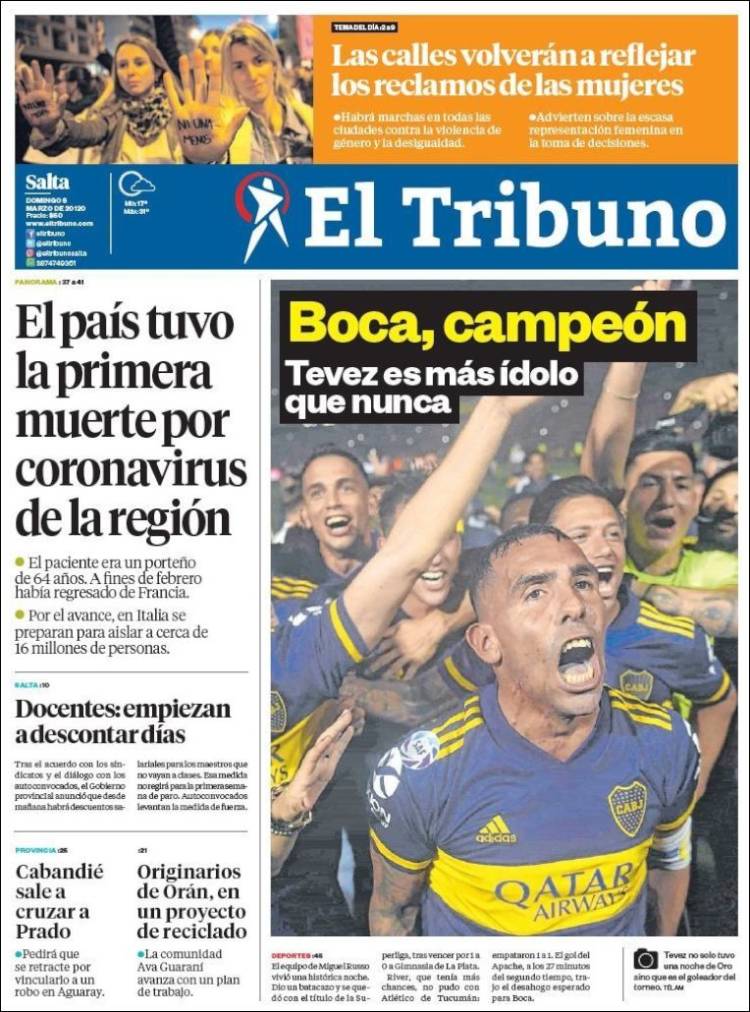 Portada de El Tribuno - Salta (Argentina)