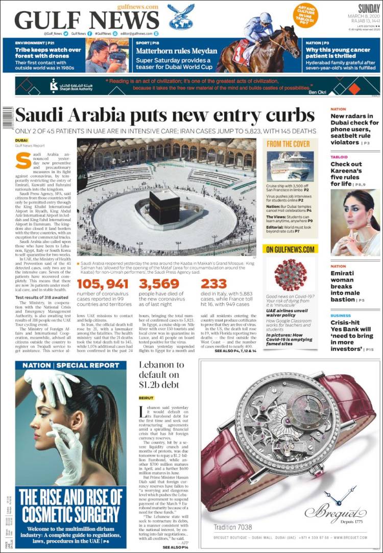 Portada de Gulf News (Asia-Pacífico)